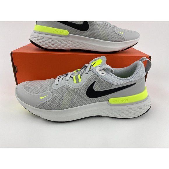 NEW Nike React Miller Grey Neon Green Men's Running Shoes Sneakers Yellow - Picture 4 of 12